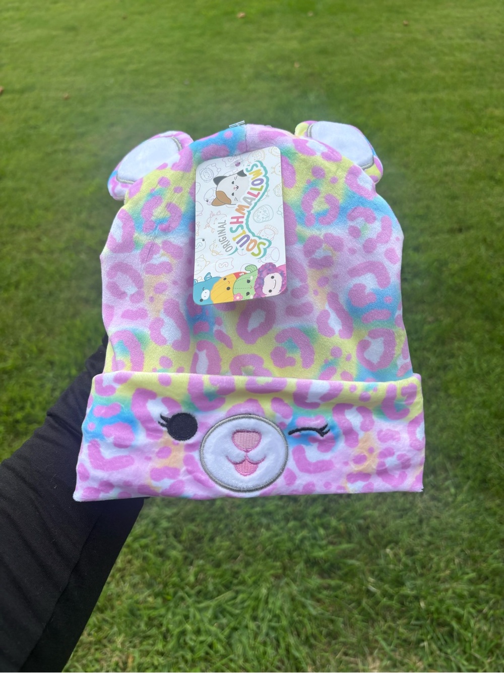 Squishmallows Kids' Pastel Leopard Beanie Hat & Gloves Set- NEW ONE SIZE